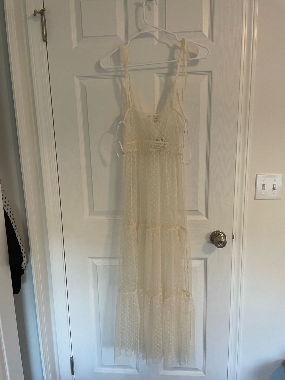 Lulu's Sheer Ivory Swiss Dot Maxi Dress - Picture 2 of 3